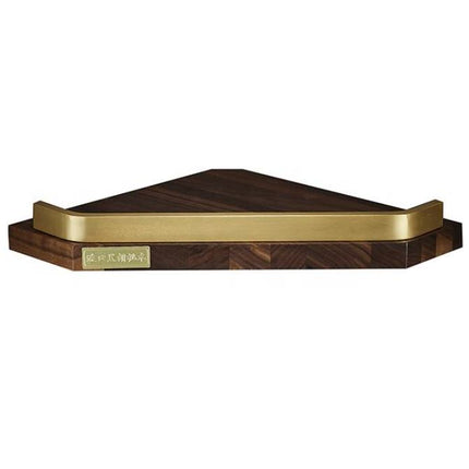 Panier d'angle mural triangulaire en aluminium et bois de noyer massif pour salle de bain et toilettes 