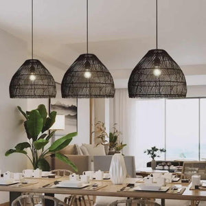 Modern Boho Seagrass Pendant Light – Handmade Woven Rattan Lampshade Ceiling Light for Living Room, Dining Room, Bedroom, Café & AC Hotel Scandinavian Decor