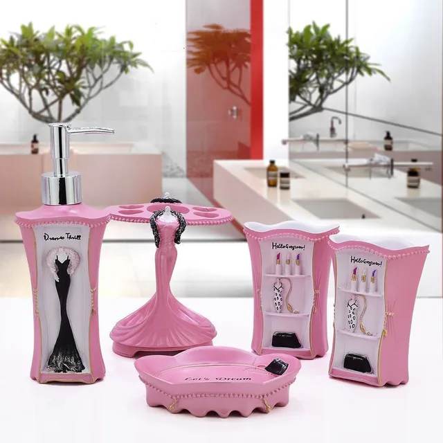 Resin Bathroom Accessories Set Luxury Fashion Girl