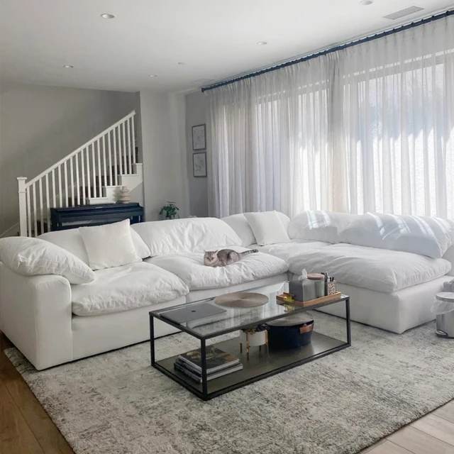 Italian Modern Lounge Suite Sofa Set Living Room White Feather Module