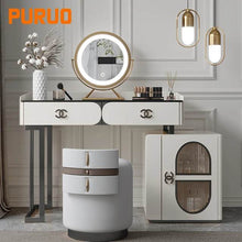 Charger l&#39;image dans la galerie, Gold Stainless Steel Mirror Makeup Dresser Dressing Table Modern Style
