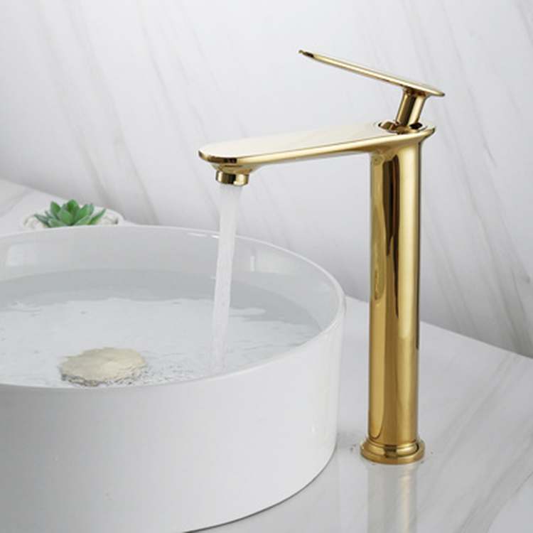 Brass Gold Luxury Bathroom Faucet Mixer Single Handle Hot Cold