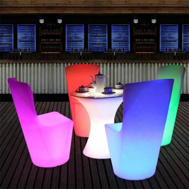 Illuminated Chair and Bar Set Furniture 40cm 3d Led Flashing Cube Seat Glowing Chair and Table