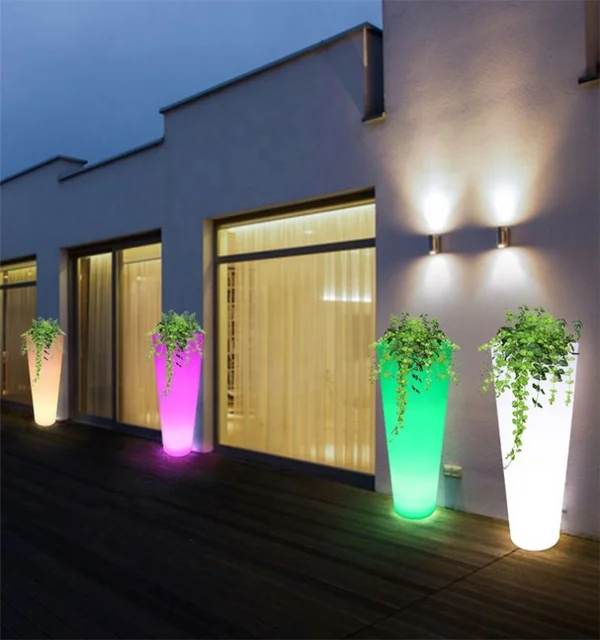 Luminous Colorful Garden Plant Pots Plastic Planter Flower Pot