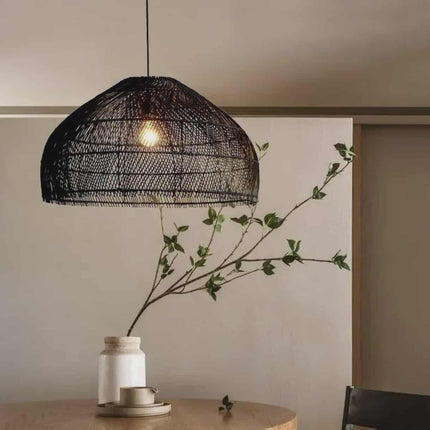 Modern Boho Seagrass Pendant Light – Handmade Woven Rattan Lampshade Ceiling Light for Living Room, Dining Room, Bedroom, Café & AC Hotel Scandinavian Decor