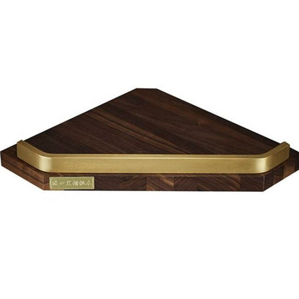 Panier d'angle mural triangulaire en aluminium et bois de noyer massif pour salle de bain et toilettes 