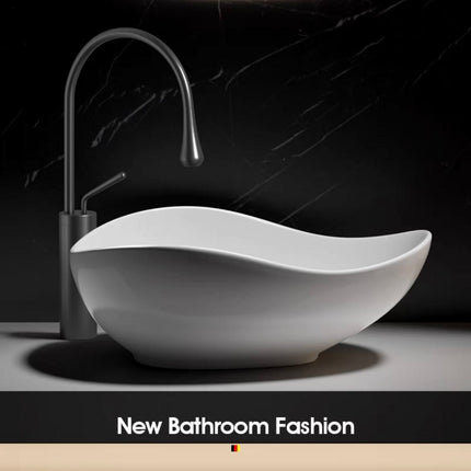 Porcelain Glossy Irregular Basin White Modern Sanitary Art Hotels Bathroom Basin Sink Easy Clean Countertop with Polished Finish Irregular Shape Shampoo Sink