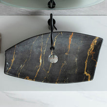 Load image into Gallery viewer, Luxury Irregular Black Porcelain Vessel Sink – Modern Art Face Boat Shape Countertop Hand Wash Basin for Bathroom Vanity
