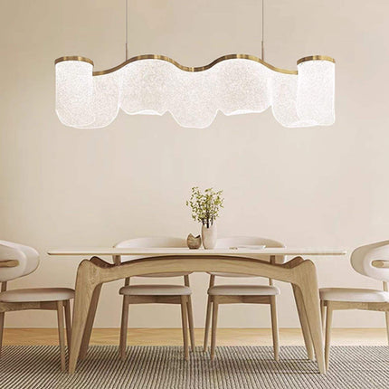 Modern Minimalist Indoor LED Acrylic Light Luxury Chandelier Long Strip Wave Pendant for Home Office with Adjustable Height