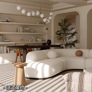 Italian Minimalist Fabric Sofa Set – Wabi-Sabi Inspired Modern Wood & Cloth Sofa for Living Room and VIP Corner