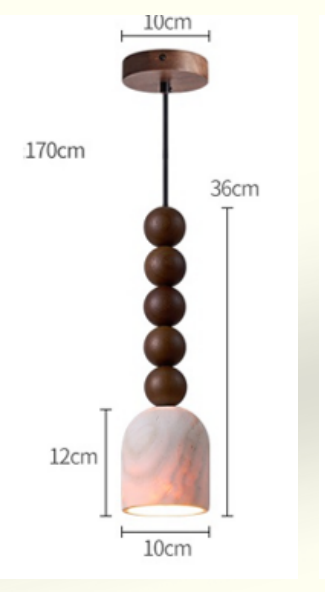Single Head Spherical Wooden Glass Pendant Light for Bedroom Indoor Hanging Lamp