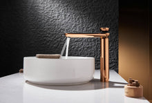 Lade das Bild in den Galerie-Viewer, Rose Gold Modern Bathroom Sink Faucet Made of Solid Brass, Bathroom Vanity Art Faucet with High Pressure Hot and Cold Water Hose
