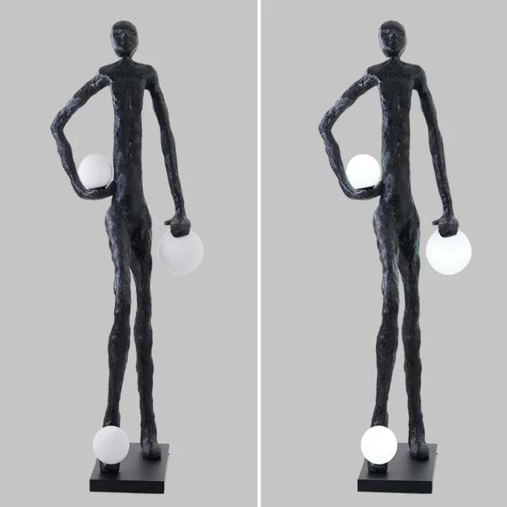 Customized Abstract Human Statue Floor Light Art Exhibition Gallery Sculpture Standing LED Floor Lamps