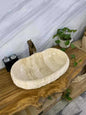 Natural Stone Cream Marble Wash Basin with Rough Edge – Handcrafted Bathroom Sink for Rustic & Luxury Interiors