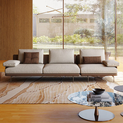 Modernes Stoffsofa mit verstellbarer Kopfstütze | Dreisitzer-Wohnzimmersofa aus Baumwoll-Leinen-Mischgewebe | Kleines Sofa aus Lederimitat
