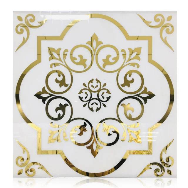 60*60 European Luxury Design White and Gold Tiles