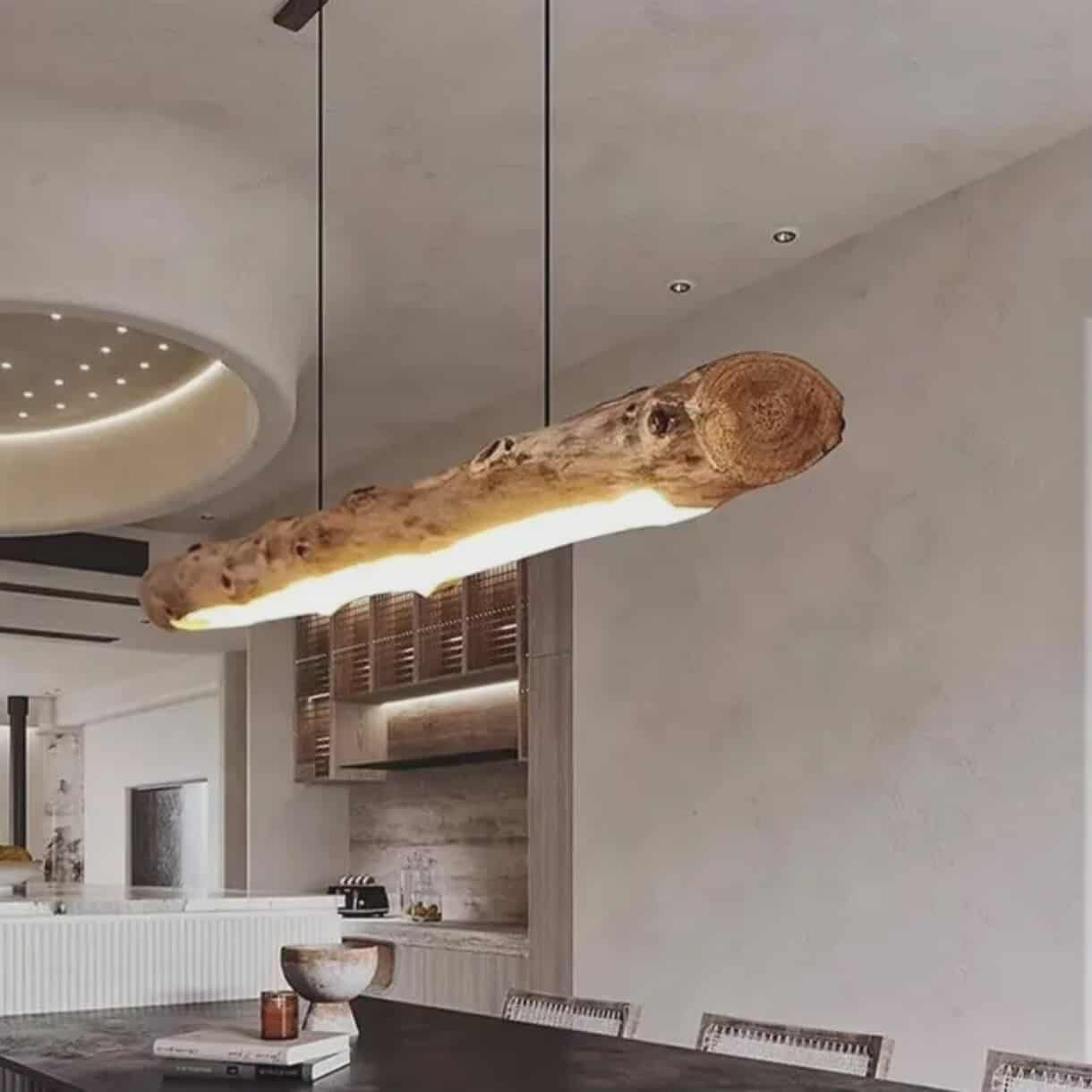 Wabi Sabi Pendant Light – Retro Solid Wood Chandelier with Industrial Design for Tea Room, Zen Space, Restaurant & Bar