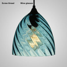 Load image into Gallery viewer, Modern Handmade Blue Glass Pendant Chandelier – Screw Thread Hanging Lamp Lighting Fixture for Dining Room &amp; Home Décor
