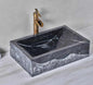 Modern Rectangular Bathroom Sink – Natural Nero Marquina Marble Stone Wash Basin