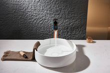 Lade das Bild in den Galerie-Viewer, Rose Gold Modern Bathroom Sink Faucet Made of Solid Brass, Bathroom Vanity Art Faucet with High Pressure Hot and Cold Water Hose
