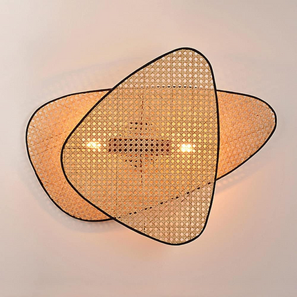 Wabi-Sabi Style Rattan LED Wall Lamp – Japanese Retro Lighting for Bedroom, Living Room & Tea Room