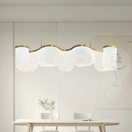 Modern Minimalist Indoor LED Acrylic Light Luxury Chandelier Long Strip Wave Pendant for Home Office with Adjustable Height