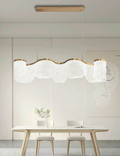 Load image into Gallery viewer, Modern Minimalist Indoor LED Acrylic Light Luxury Chandelier Long Strip Wave Pendant for Home Office with Adjustable Height
