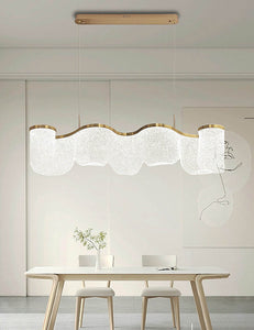 Modern Minimalist Indoor LED Acrylic Light Luxury Chandelier Long Strip Wave Pendant for Home Office with Adjustable Height