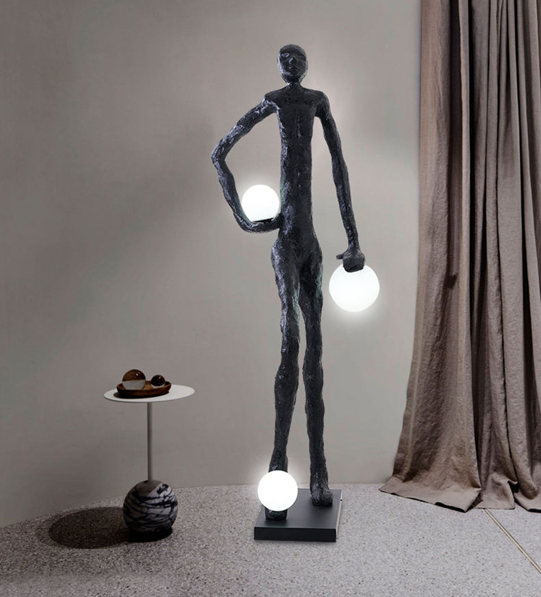 Customized Abstract Human Statue Floor Light Art Exhibition Gallery Sculpture Standing LED Floor Lamps