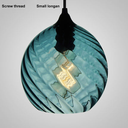 Set of 4 Modern Handmade Blue Glass Pendant Chandelier – Screw Thread Hanging Lamp Lighting Fixture for Dining Room & Home Décor