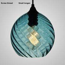 Load image into Gallery viewer, Modern Handmade Blue Glass Pendant Chandelier – Screw Thread Hanging Lamp Lighting Fixture for Dining Room &amp; Home Décor
