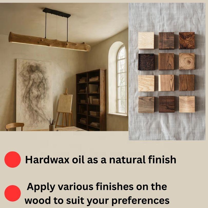 Wabi Sabi Pendant Light – Retro Solid Wood Chandelier with Industrial Design for Tea Room, Zen Space, Restaurant & Bar