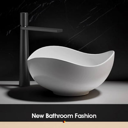 Porcelain Glossy Irregular Basin White Modern Sanitary Art Hotels Bathroom Basin Sink Easy Clean Countertop with Polished Finish Irregular Shape Shampoo Sink