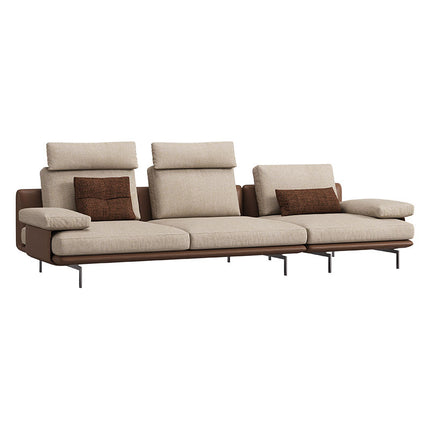 Modernes Stoffsofa mit verstellbarer Kopfstütze | Dreisitzer-Wohnzimmersofa aus Baumwoll-Leinen-Mischgewebe | Kleines Sofa aus Lederimitat