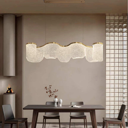 Modern Minimalist Indoor LED Acrylic Light Luxury Chandelier Long Strip Wave Pendant for Home Office with Adjustable Height