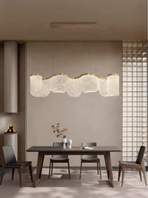 Load image into Gallery viewer, Modern Minimalist Indoor LED Acrylic Light Luxury Chandelier Long Strip Wave Pendant for Home Office with Adjustable Height
