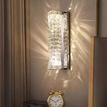 LED Newly Stainless Steel Corrugated Crystal Lamp Modern Interior Wall Light for Home Bedroom Corridor Hotel Crystal Wall Light