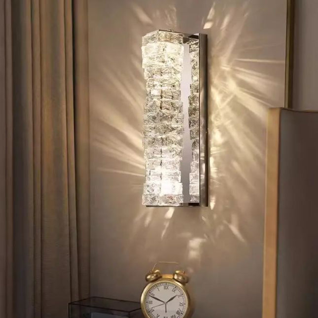 LED Newly Stainless Steel Corrugated Crystal Lamp Modern Interior Wall Light for Home Bedroom Corridor Hotel Crystal Wall Light