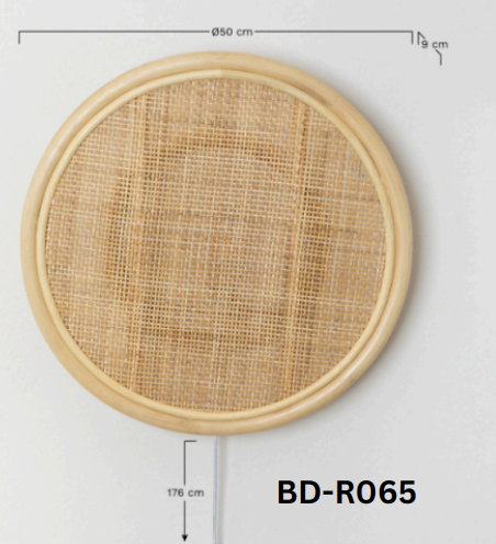 Round Rattan Wall Lamp – Handcrafted Lampshade for Home Décor & Ambient Lighting
