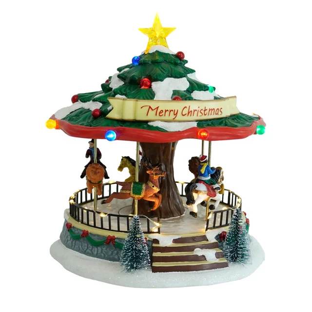 Christmas Decoration Carousel Music Box Christmas Tree With Turning Christmas village