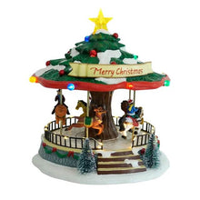 Cargar imagen en el visor de la galería, Christmas Decoration Carousel Music Box Christmas Tree With Turning Christmas village
