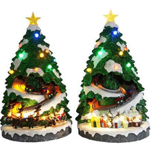 Cargar imagen en el visor de la galería, Christmas Tree Decorations with LED Lights Rotating Train Music Bell
