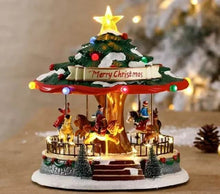 Загрузить изображение в средство просмотра галереи, Christmas Decoration Carousel Music Box Christmas Tree With Turning Christmas village
