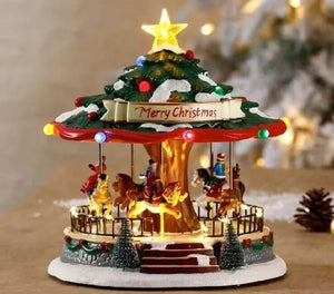 Christmas Decoration Carousel Music Box Christmas Tree With Turning Christmas village