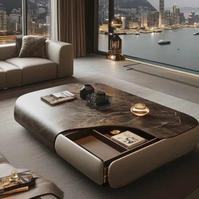 Custom Modern Design Square Jade Stone Coffee Table for Luxury Villa for Living Room