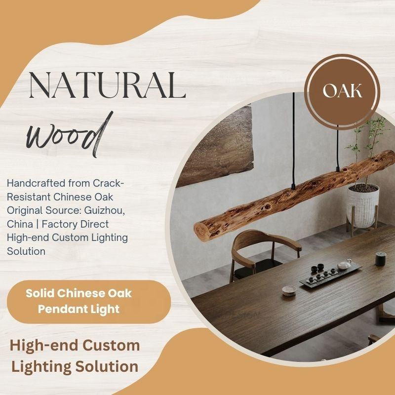 Wabi Sabi Pendant Light – Retro Solid Wood Chandelier with Industrial Design for Tea Room, Zen Space, Restaurant & Bar