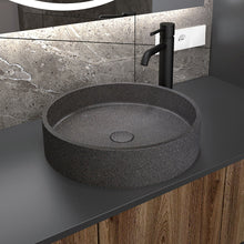 Cargar imagen en el visor de la galería, Modern Round Concrete Bathroom Sink – Black Countertop Cement Wash Basin Bowl
