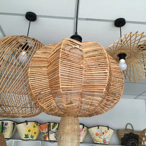 Handcrafted Natural Rattan Lampshade – Indoor Pendant Light Cover for Home, Restaurant & Café Decor