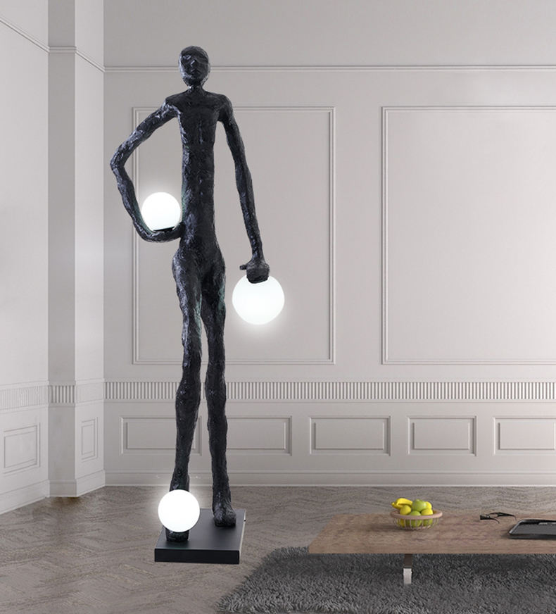 Customized Abstract Human Statue Floor Light Art Exhibition Gallery Sculpture Standing LED Floor Lamps