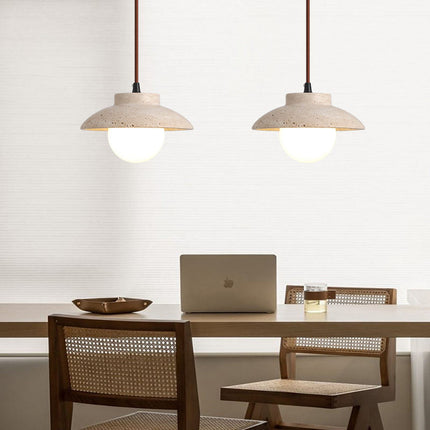 Modern Natural Stone Decorative Hanging Lamp Travertine Pendant Light for Study Room and Dining Room